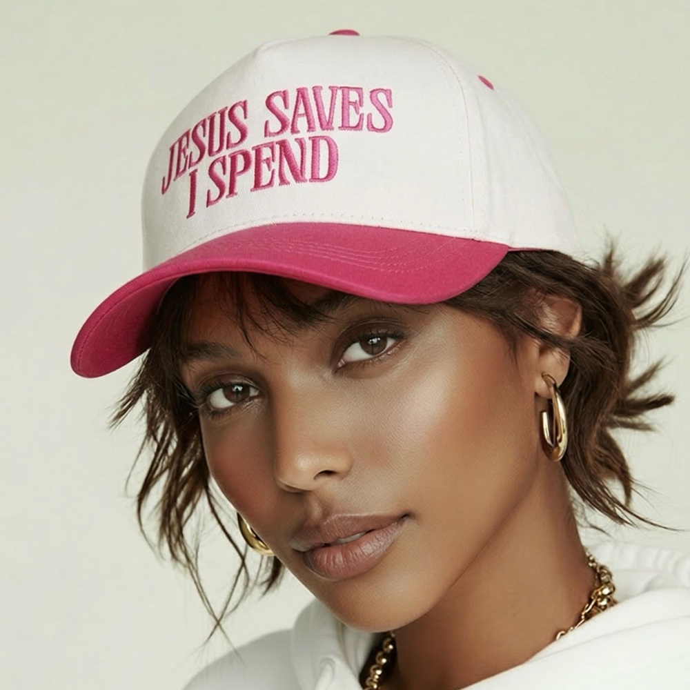 ZENANA | NEW Pink Embroidered Baseball Cap Jesus Saves I Spend OSFA